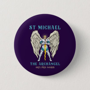 Badge Rond 5 Cm Saint Michel de l'Archange catholique romain