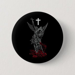 Badge Rond 5 Cm Saint Michel l'Archange vainquant Satan