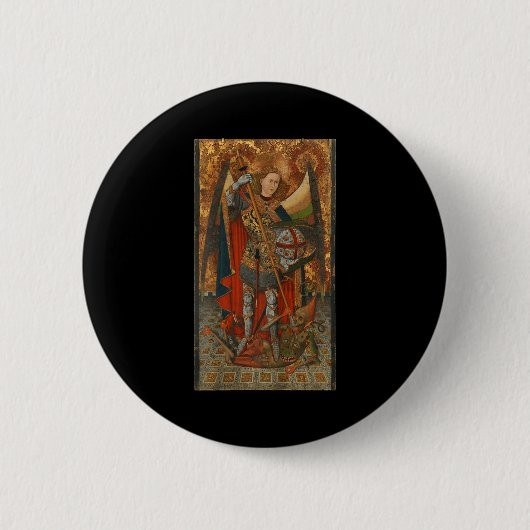 Badge Rond 5 Cm Saint Michel l'Archange vainquant Satan Christ (Devant)