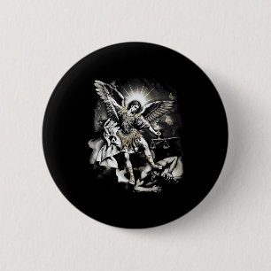 Badge Rond 5 Cm Saint Michel vainquant Satan Archange Guerrier