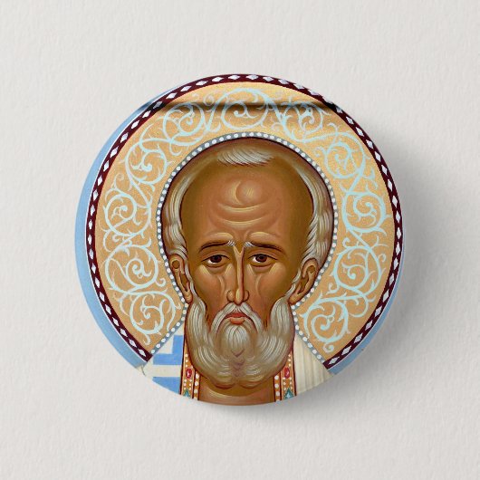 Badge Rond 5 Cm Saint Nicolas de Myre Art Orthodoxe Premium (Devant)