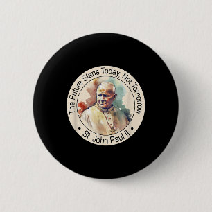 Badge Rond 5 Cm Saint Pape Jean-Paul Ii Fameux Saints Catholiques
