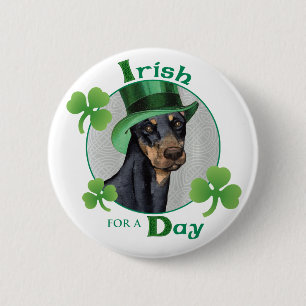 Badge Rond 5 Cm Saint Patrick Doberman Pinscher