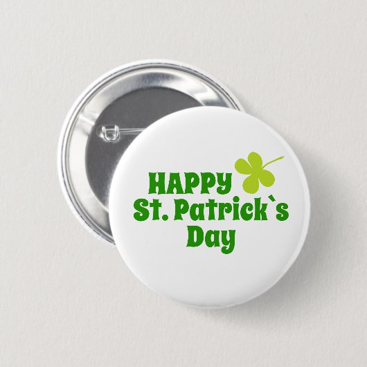 Badge Rond 5 Cm Saint Patrick`s jour Shamrock Vert (Devant & derrière)