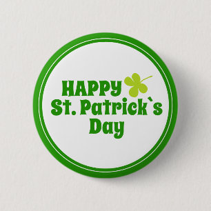 Badge Rond 5 Cm Saint Patrick`s jour Shamrock Vert