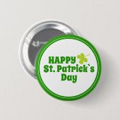 Badge Rond 5 Cm Saint Patrick`s jour Shamrock Vert (Devant & derrière)
