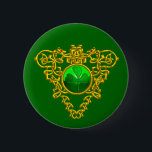 BADGE ROND 5 CM SAINT PATRICK'S CELTIC HEART<br><div class="desc">Elegant ,  unique celtic heart jewel with an emerald gem stone and shamrock inset  for St.Paddy's Day (, St. Patty ). Very accurated nurbs modeling and rendering by Bulgan Lumini (c).Part from series Hyper Talismans.</div>