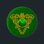 BADGE ROND 5 CM SAINT PATRICK'S CELTIC HEART<br><div class="desc">Elegant ,  unique celtic heart jewel with an emerald gem stone and shamrock inset  for St.Paddy's Day (, St. Patty ). Very accurated nurbs modeling and rendering by Bulgan Lumini (c).Part from series Hyper Talismans.</div>