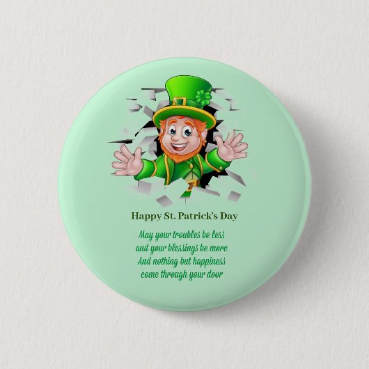 Badge Rond 5 Cm Saint Patrick's day leprechaun (Devant)