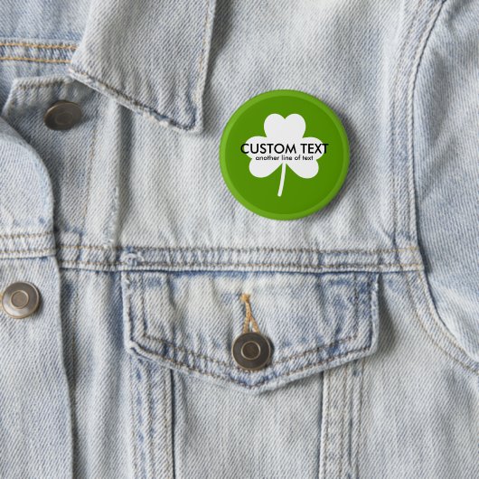 Badge Rond 5 Cm Saint Patrick's Day Lucky Green Clover Texte perso (En situation)