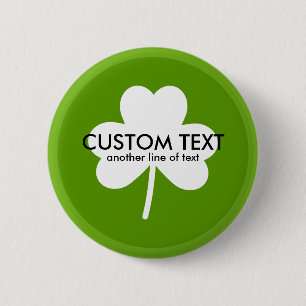 Badge Rond 5 Cm Saint Patrick's Day Lucky Green Clover Texte perso