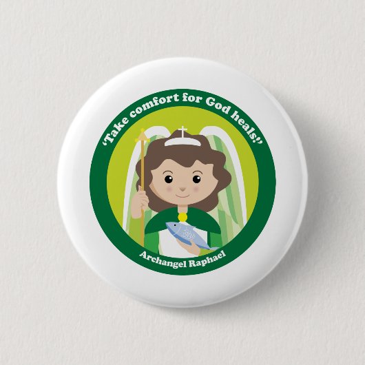 Badge Rond 5 Cm Saint Raphaël l'Archange (Devant)