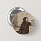 Badge Rond 5 Cm Saint Scholastica Patroness of school (Devant & derrière)