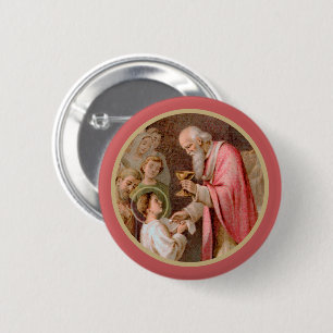 Badge Rond 5 Cm Saint Tarcisius recevant l'Eucharistie (BL 02)