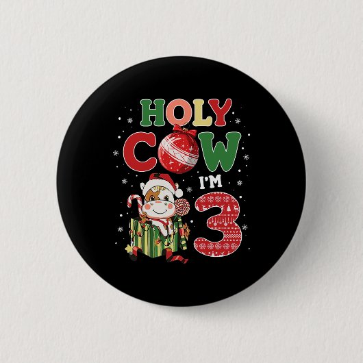 Badge Rond 5 Cm Saint Vache Je suis 3 Anniversaire Garçon 3e Vache (Devant)