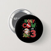 Badge Rond 5 Cm Saint Vache Je suis 3 Anniversaire Garçon 3e Vache (Devant & derrière)
