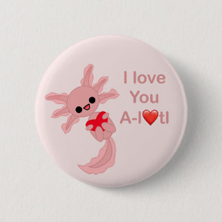 Badge Rond 5 Cm Saint Valentin Amour Coeur Axolotl Pin-On Bouton