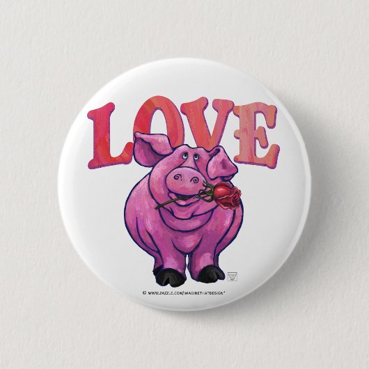 Badge Rond 5 Cm Saint Valentin au cochon (Devant)