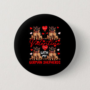 Badge Rond 5 Cm Saint-Valentin avec mes couple de chiens bergers a