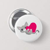 Badge Rond 5 Cm Saint Valentin Bouton gris Kitty (Devant & derrière)