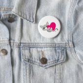 Badge Rond 5 Cm Saint Valentin Bouton gris Kitty (En situation)