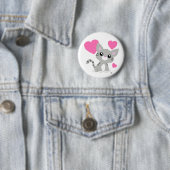 Badge Rond 5 Cm Saint Valentin Bouton gris Kitty (En situation)