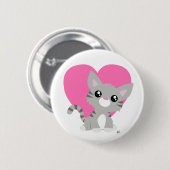 Badge Rond 5 Cm Saint Valentin Bouton gris Kitty (Devant & derrière)