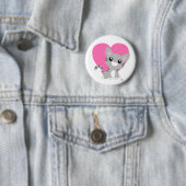Badge Rond 5 Cm Saint Valentin Bouton gris Kitty (En situation)