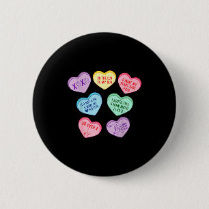 Badge Rond 5 Cm Saint-Valentin Cardiologue Coeurs Bonbons Tech Ekg