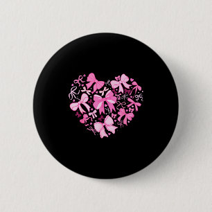 Badge Rond 5 Cm Saint-Valentin Coquette Rose Bow Cœur Femmes Fille