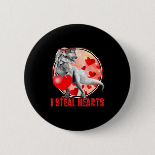 Badge Rond 5 Cm Saint-Valentin Dinosaure T Rex Je Vole des Cœurs D