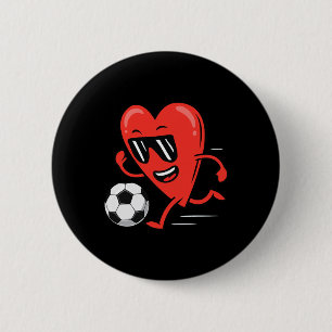 Badge Rond 5 Cm Saint Valentin Football Drôle Coeur Garçons Hommes