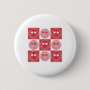 Badge Rond 5 Cm Saint Valentin Hippie Super Sourire Visage Coeur C