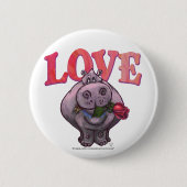 Badge Rond 5 Cm Saint-Valentin Hippopotame (Devant)