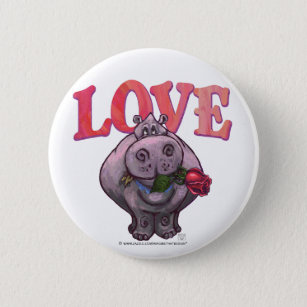 Badge Rond 5 Cm Saint-Valentin Hippopotame