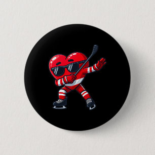 Badge Rond 5 Cm Saint-Valentin Mignon Dabbing Coeur Hockey sur Gla
