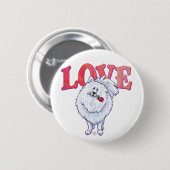 Badge Rond 5 Cm Saint Valentin Poméranie Blanche (Devant & derrière)