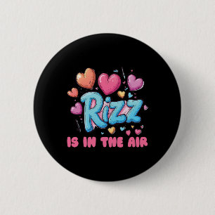 Badge Rond 5 Cm Saint-Valentin Rizz - Citation de mème de cœurs mi