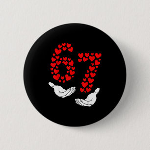 Badge Rond 5 Cm Saint-Valentin Six Sept 67 Mème Cœurs 