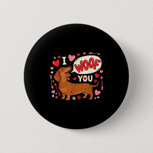 Badge Rond 5 Cm Saint-Valentin Teckel Je Vous Aime Amour Wiener Do