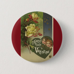 Badge Rond 5 Cm Saint-Valentin victorien vintage, Jeunes filles et
