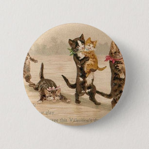 Badge Rond 5 Cm Saint-Valentin victorienne vintage de chatons de