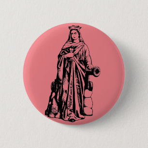 Badge Rond 5 Cm Sainte-Barbe la Grande Martyre Art Graphique Sacré