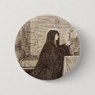 Badge Rond 5 Cm Sainte Scholastique Patronne de l'école