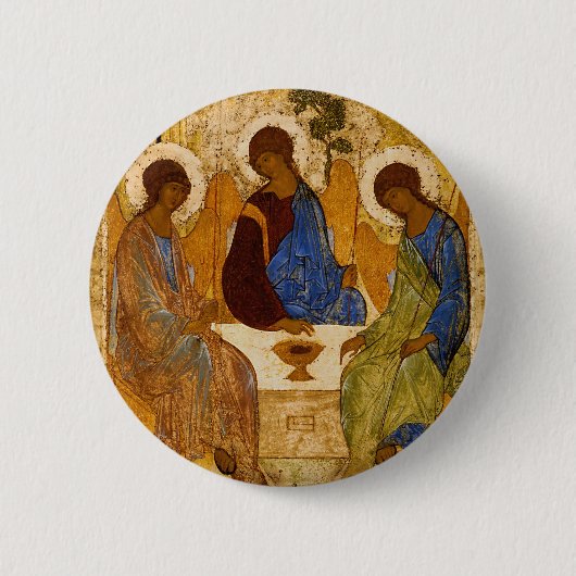 Badge Rond 5 Cm Sainte Trinité Icon Rublev Byzantine Catholique Ca (Devant)