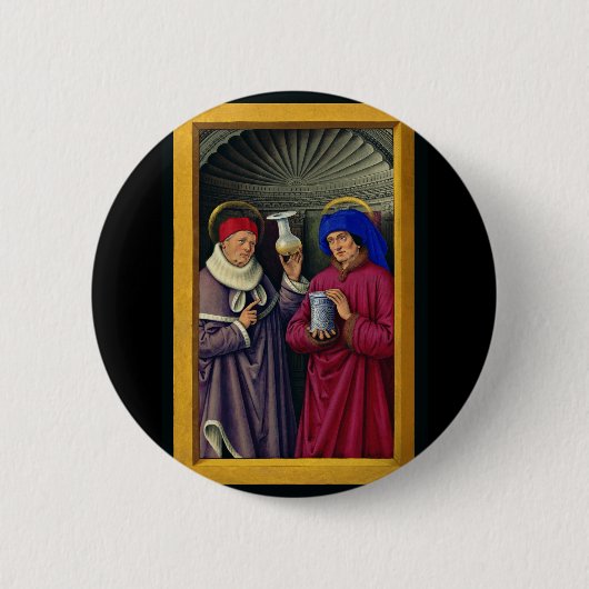 Badge Rond 5 Cm Saints Cosmas et Damian par Jean Bourdichon (Devant)