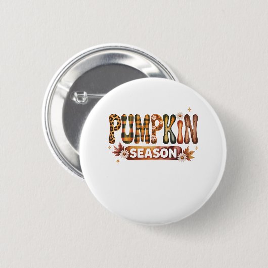 Badge Rond 5 Cm Saison citrouille Boho Automne (Devant & derrière)