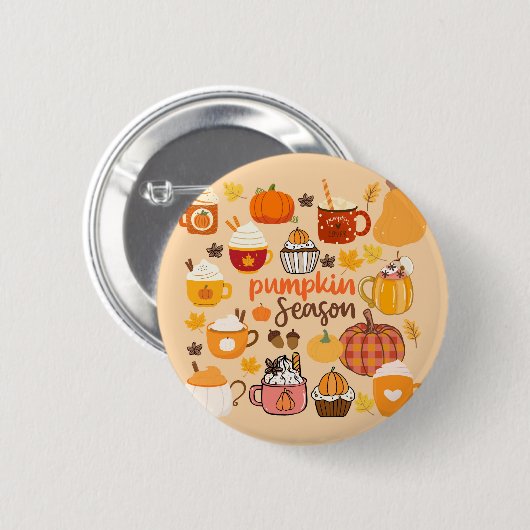 Badge Rond 5 Cm Saison Citrouille épicée (Devant & derrière)