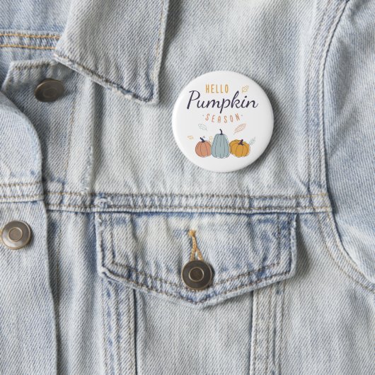 Badge Rond 5 Cm Saison Citrouille Hello (En situation)