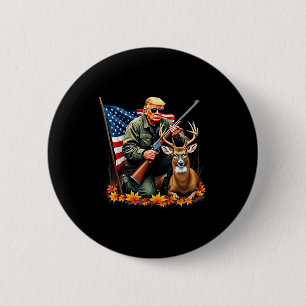 Badge Rond 5 Cm Saison de chasse au cerf Vintage Trump Drapeau Usa
